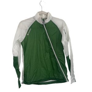 Sunice Weatherproof Light Weight Zip Up Jacket Green White Packable Womens Med